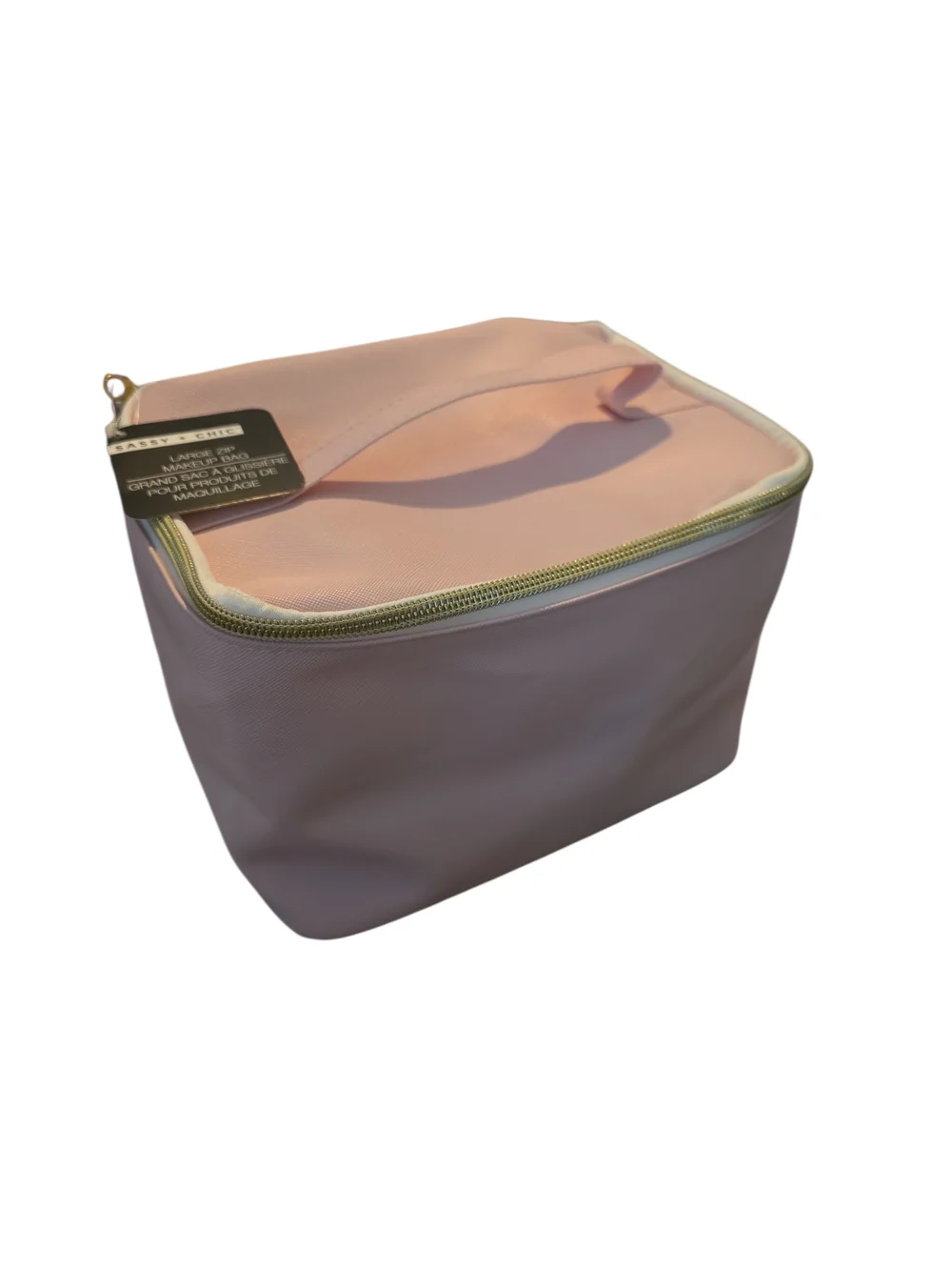Light Pink Travel Cosmetic Organizer with Gold-Tone Zipper
